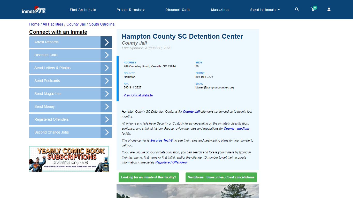 Hampton County SC Detention Center - Inmate Locator - Varnville, SC